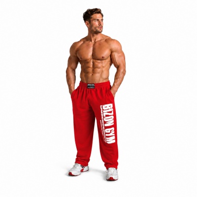 Bizon Gym Tepláky 106 - červená/bílá